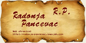 Radonja Pančevac vizit kartica